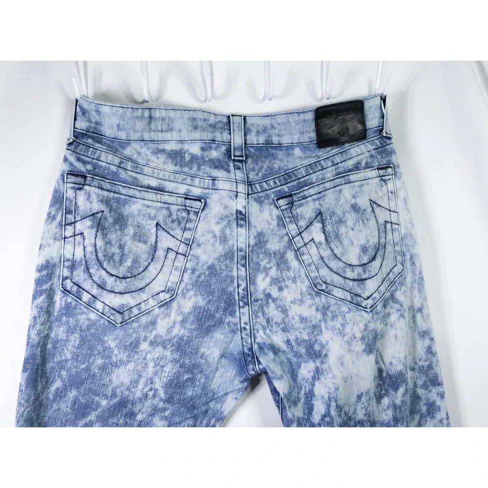 True Religion Mick Jeans Mens 34x30 Slouchy Skinny Side Zip Distressed Y2K